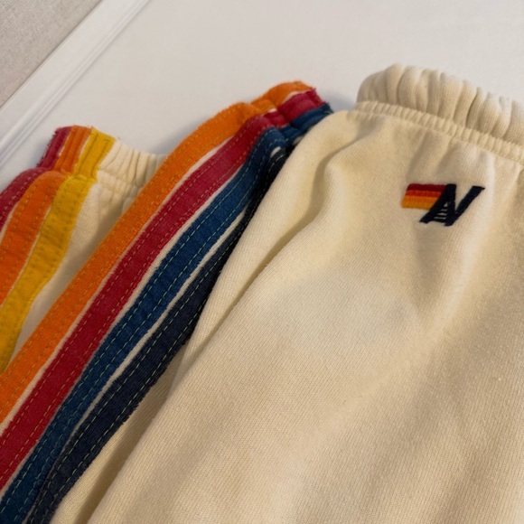 Aviator Nation Cream Joggers with Multicolor Stripe - Picture 5 of 9